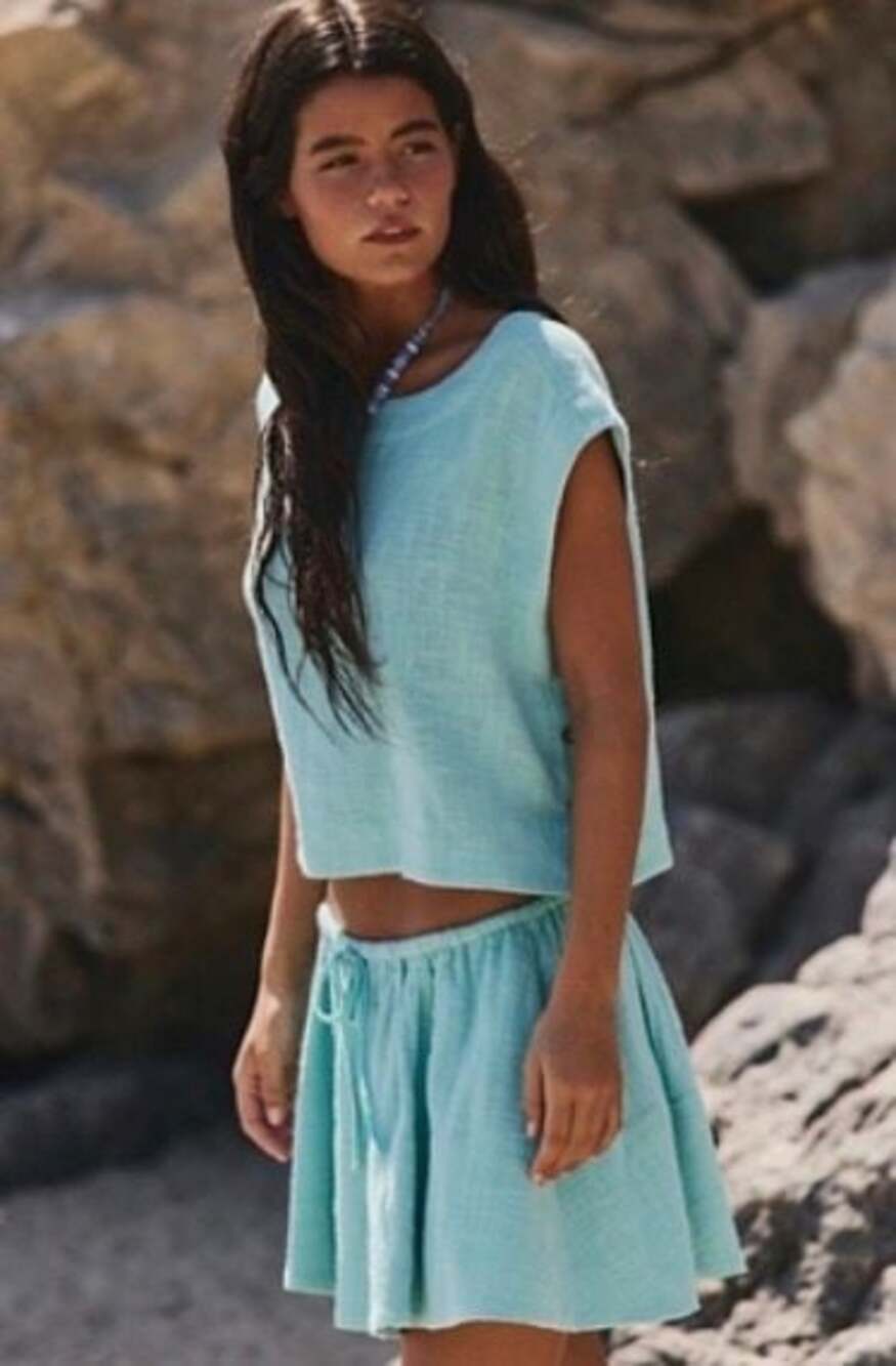 free-est Castral Stone Two-Piece Crop Top and Mini Skirt Set